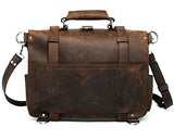 Polare Men'S Full Grain Leather 16'' Briefcase Shoulder Messenger Bag Fit 15.6'' Laptop