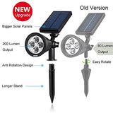 AMIR Solar Spotlights Outdoor Upgraded, Waterproof 4 LED Solar Security Landscape Lights,