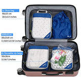 Gonex Compression Packing Cubes Set, Travel Suitcase Luggage Organizer 3pcs+ Shoe Bag+ 4 Zip Bags Deep blue