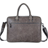Banuce Grey Vintage Full Grain Italian Leather Briefcase for Men Business Attache Case 14" Laptop