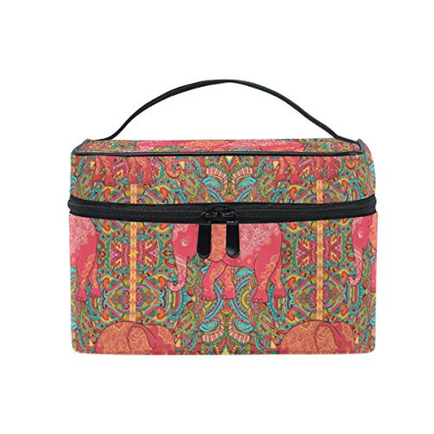 Makeup Bag Paisley Elephant Travel Cosmetic Bags Organizer Train Case Toiletry Make Up Pouch