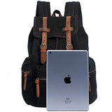 Berchirly Casual Unisex Vintage Canvas Laptop Backpack Rucksack Travel Bookbag Black
