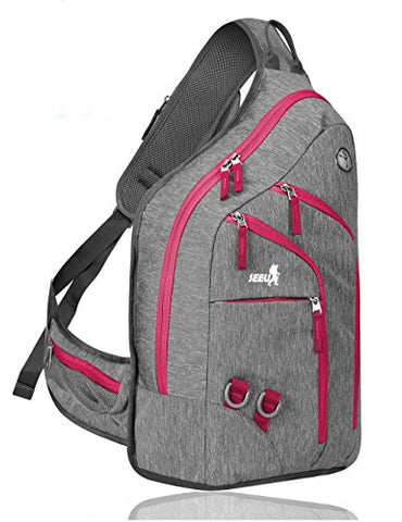 Plus Oversized Sling Backpack For Men Women, Double Layers Rope Strap Bag 28L (Red)