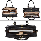 Banuce Full Grains Leather Briefcase Women Messenger Satchel Bag 14 Laptop Black
