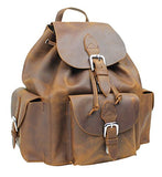 Vagabond Traveler Spacious Oil Tanned Cowhide Leather Backpack L26. Vintage Brown