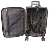 Amerileather Leather Croco-Print Three Piece Set Traveler On Spinner Wheels (#8603-0) (Black)