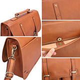 Banuce Vintage Full Grain Italian Leather Briefcase 15.6 Inch Laptop Messenger Bag for Men Business