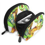 Pingshoes Makeup Bag Watercolor Tropical Frog Handy Half Moon Toiletry Bags Organizer for Women