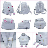 Mini Backpack For Girls Cute Cat Design Fashion Leather Bag Women Casual Fashion(Grey)