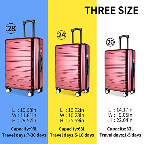 Luggage Sets, SHOWKOO 3 Piece Polycarbonate Durable Hardshell ...