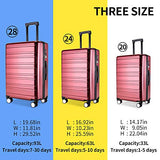 Luggage Sets, SHOWKOO 3 Piece Polycarbonate Durable Hardshell & Lightweight Suitcase Double Wheels TSA Lock City Fashion Red Wine 20in24in28in