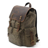 SUVOM Vintage Canvas Leather Laptop Backpack for Men School Bag 15.6" Waterproof Travel Rucksack