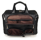 Men Vintage Black Genuine Leather Briefcase Office Business Messenger Bag