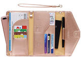 Zoppen Passport Holder Travel Wallet (Ver.5) for Women Rfid Blocking Multi-purpose Passport Cover Document Organizer Strap,Rose Gold