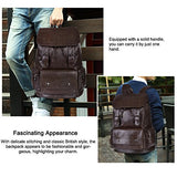 Vbiger Unisex Pu Leather Laptop Backpack Large-Capacity Casual Daypack Multi-Purpose Drawstring