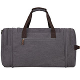 S-Zone Leather Overnight Duffle Bag Canvas Travel Tote Duffel Weekend Bag Luggage