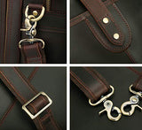 Polare Men'S 17" Full Grain Leather Messenger Shoulder Bag Office Business Laptop Briefcase
