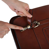 ECOSUSI Women Briefcase Vintage Crossbody Messenger Bag PU Leather Satchel Purse, Coffee