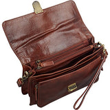 Mancini Leather Goods Buffalo Leather Unisex Bag with Front Organizer (Brown)