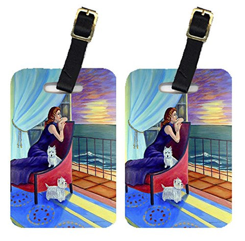 Caroline's Treasures 7167BT Lady with her Westie Luggage Tags Pair of 2, Large, multicolor