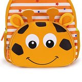 Hipiwe Little Kid Toddler Backpack Baby Boys Girls Kindergarten Pre School Bags Cute Neoprene Cartoon Backpacks for Children 1-5 Years Old (Giraffe)