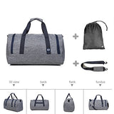 BAGSMART Travel Duffel Bag Large Weekender Bag Carry-on Luggage with Shoe Bag 40L, Grey