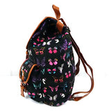 Bibitime European Style Butterfly Printed Canvas Backpack Multi-Pocket School Bag Black,12.99 X
