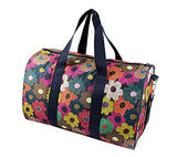 4Pc Duffel Travel Bag Clutch Toiletry Cosmetic Purse Tote Set Multi Color Flowers