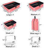 YAMIU Packing Cubes 7-Pcs Travel Organizer Accessories with Shoe Bag & 2 Toiletry Bags(Pink)
