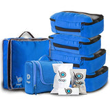 Travel Organizer Set for Luggage & Suitcase - Packing Cubes, Toiletry, Shoe Bags (Blue)