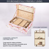 COTRUNKAGE Vintage Travel Luggage Trunk Women Suitcase (Pink Floral, 22")