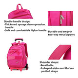 Fanci 2Pcs Bowknot Princess Style Trolley School Book Bag for Girls Boys Wheeled Backpack with 6