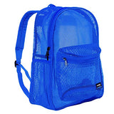 Heavy Duty Classic Gym Student Mesh See Through Netting Backpack | Padded Straps | Royal Blue