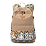 Dot Casual Canvas Backpack Bag, Fashion Cute Lightweight Backpacks for Teen Young Girls (Khaki)