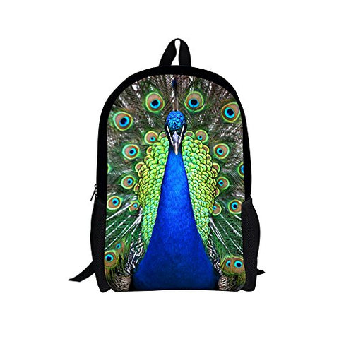Bigcardesigns Kids Peacock Backpack Schoolbag Book Bag Teenagers Satchel