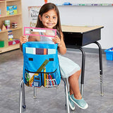 EAI Education NeatSeat Classroom Chair Organizer | Oversized Name-Tag Card, Dual Inner Pockets, One of Each Color: Blue, Lime Green, Orange, Purple, 16" x 12" with 1 1/2" Gusset, Set of 4