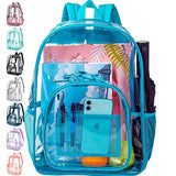 Clear Backpack, Heavy Duty Transparent Bookbag - Oil Blue
