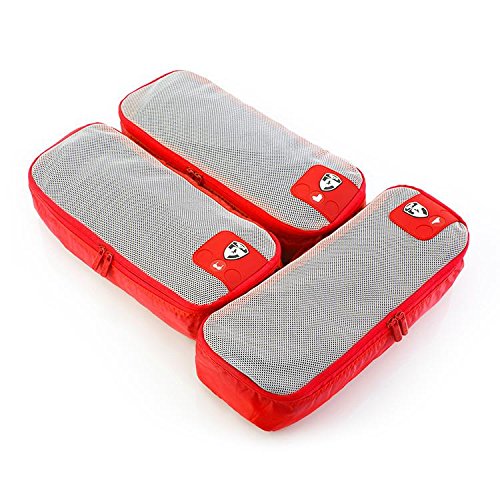 Heys Pack ID 3 Piece Slim Packing Cube Set Red