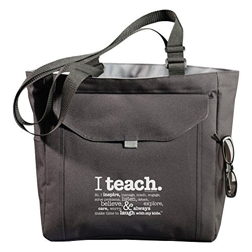 Teacher Peach "I Teach" Teacher Tote Bag - Motivational Work Bag With Pockets, Organizers, Zippers,