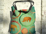 Boho Tote Bag - Green Bohemian Africa Art Design Summer Beach Bag | Ubu Republic