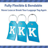 Initial Luggage Tag with Full Privacy Cover and Stainless Steel Loop (Aqua Teal) (K)