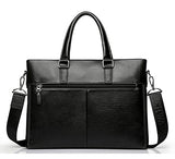 Saierlong New Mens Black Genuine Leather Briefcase Shoulder Laptop Business Bag