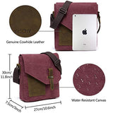 Small Messenger Bag for Women,VASCHY Vintage Canvas Leather Lightweight Crossbody Bag Burgundy