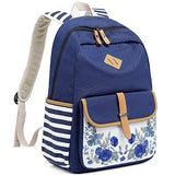 School Backpack for Girls,Hey Yoo 2019 Large Capacity Printing Canvas Backpack Bookbag School Bag for Girls School (water blue)