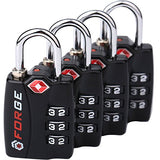 Forge Tsa Lock 4 Pack - Open Alert Indicator, Easy Read Dials, Alloy Body