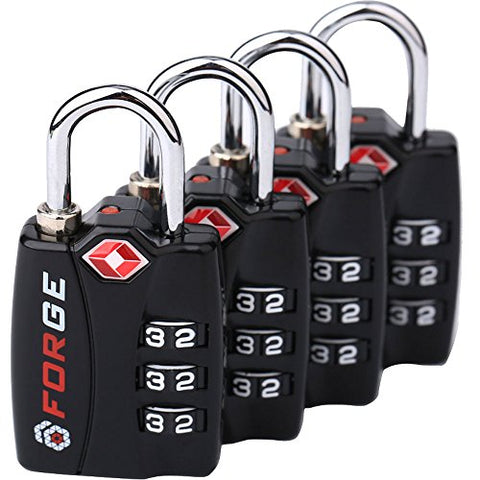Forge Tsa Lock 4 Pack - Open Alert Indicator, Easy Read Dials, Alloy Body