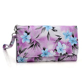 Phone Case Wallet- Hydrangea Blue- Removable Wristlet Strap Included- Universal Fit For Htc