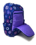 Vera Bradley Laptop Backpack (Updated Version) with Solid Color Interiors (Ellie Flowers with Purple Interiors)