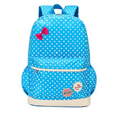 ABage 3 Pieces School Backpack Book Bag Daypack Bookbag with Lunch Bag and Purse, Sky Blue