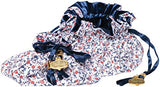 C.R. Gibson Red, White, and Blue Floral Satin Drawstring Travel Jewelry Pouch, 6" W x 4" H